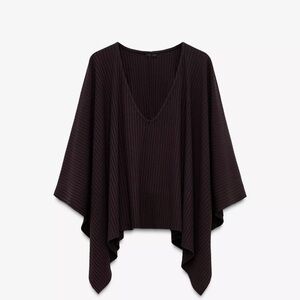 Asymmetric Ribbed Cape in Eggplant